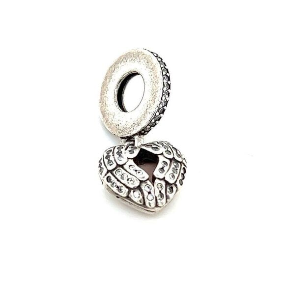 Pandora Cz Angel Wing Enamel Dangle Heart Charm - Picture 1 of 6